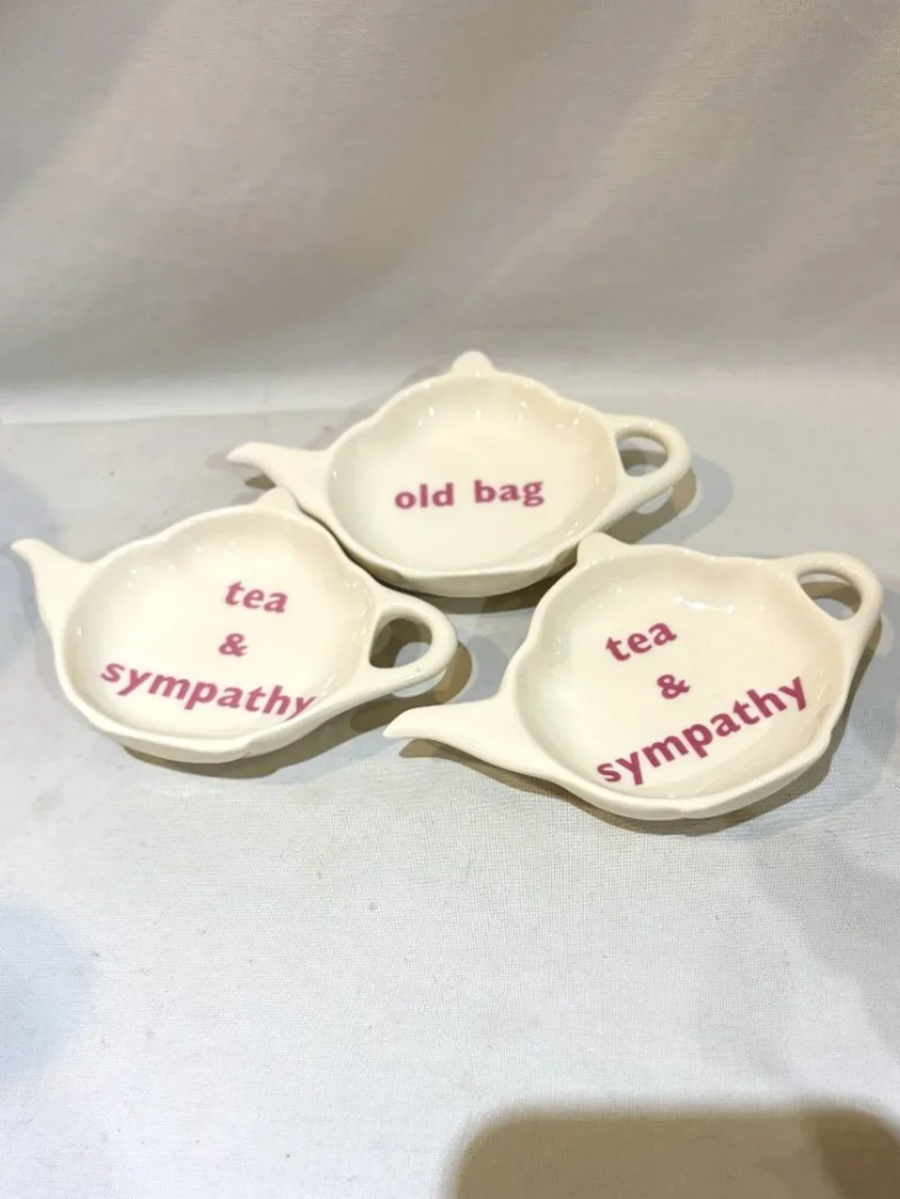 Set of 3 Genuine English Creamware Teabag Holders by Big Tomato Company England